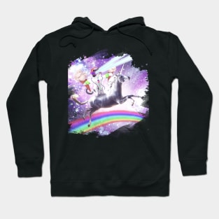 Lazer Rave Space Cat Riding Unicorn With Ice Cream Hoodie